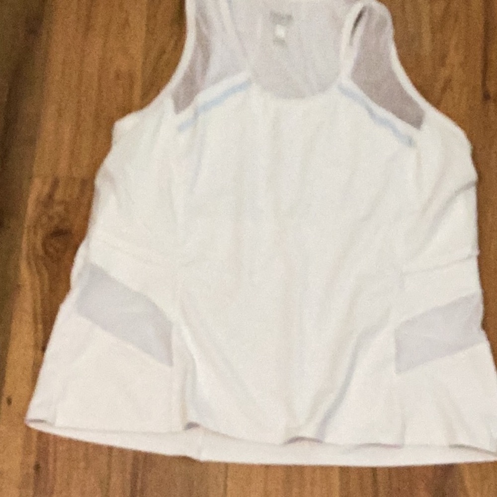 Lucky in Love White “tech” tank top